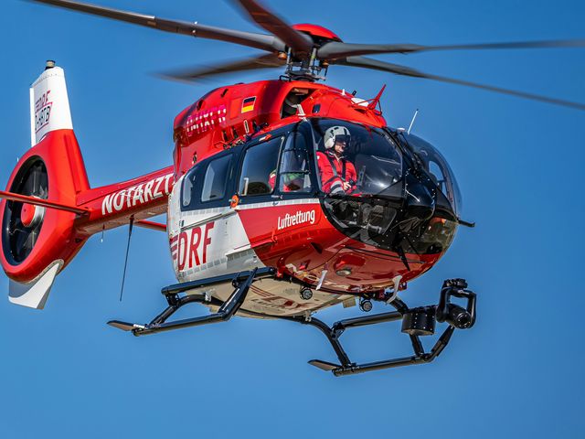 DRF Luftrettung's 40th H145 during the handover flight at the Airbus Helicopters site in Donauwörth. DRF Luftrettung's 40th H145 during the handover flight at the Airbus Helicopters site in Donauwörth.